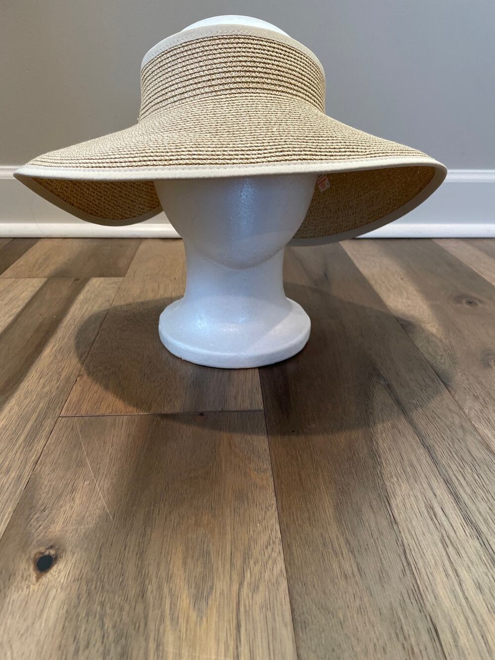 FURTALK Size M Wide Brim Straw Sun Visor – Adjustable Strap, Packable, UPF 80+